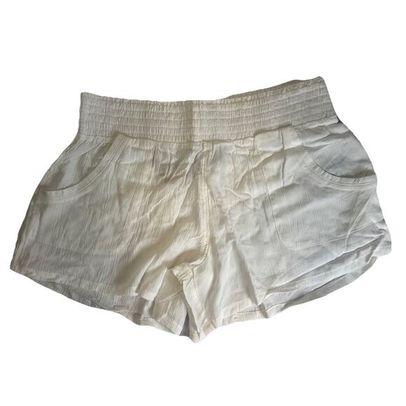 Prana Fernie Short Women XL White Gauzy Beachy‎ Crinkle Coverup Swim Beach - Picture 1 of 8